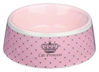 Миска для кошек Princess, 0.18 л, o 12 см, керамика, розовый