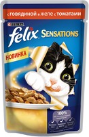 Sensations кусочки в желе для кошек с говядиной и томатами