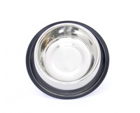 Нескользящая стальная миска для собак o 17см/24см - 800 мл, Dog bowl stainless steel with rubber  800 ml