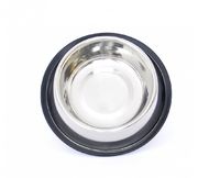 Нескользящая стальная миска для собак o 22см/30 см - 1600 мл, Dog bowl stainless steel with rubber 1600 ml