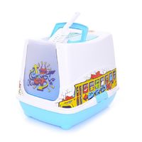 Туалет-домик Trendy Cat с угольным фильтром и совком, 50х41х39 см, граффити, небесно голубой