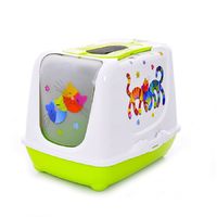 Туалет-домик Trendy cat с угольным фильтром и совком, 50х41х39, Друзья навсегда салатовый